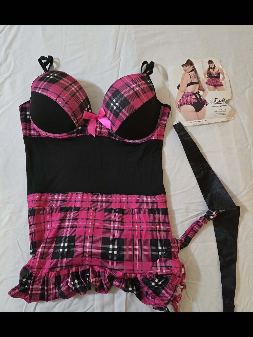 Pink Plaid Push-Up Babydoll Chemise - Vanity Fair